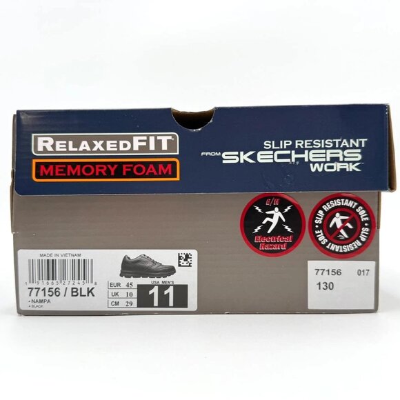 NEW Skechers Men's Slip Resistant Memory Foam Lace Up Work Shoes 77156 Black - Picture 10 of 12